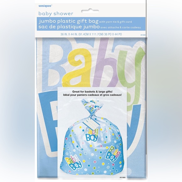 5for$10 Extra-Large Blue Polka Dots Gift Bag for Baby Shower - 44" x 36" Boy - Picture 2 of 5